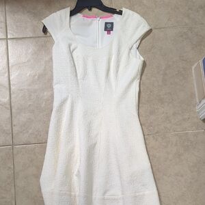 Vince Camuto (Size 2) A-line White Cap Sleeve Dress